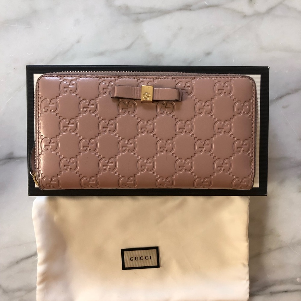 Gucci Pink Micromissima Leather ZIP-around wallet